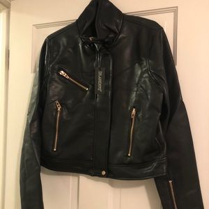 Blank NYC faux leather jacket with rose gold
